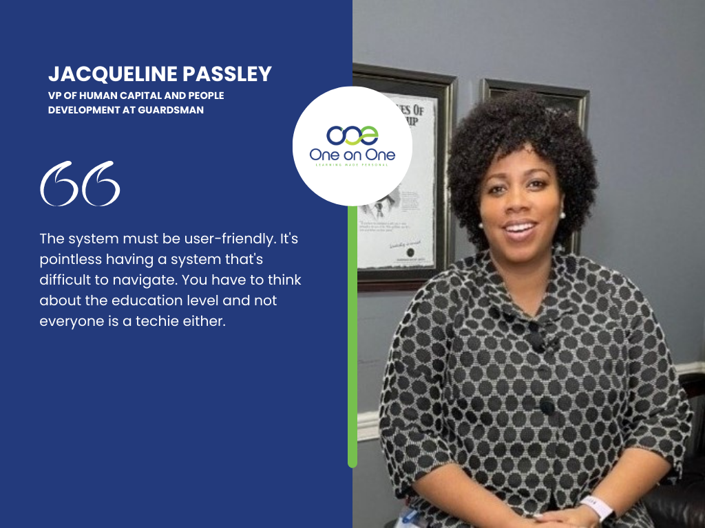 Jacqueline Passley's quote about the best feature of an LMS for online training