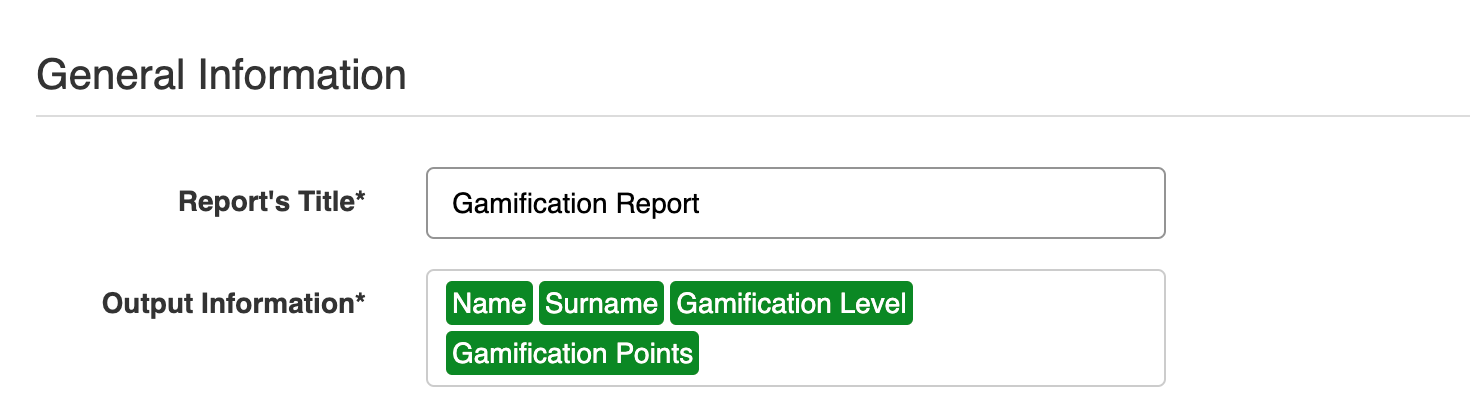 Customised LMS gamification report